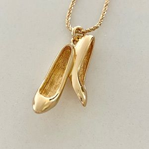 Dior Vintage Gold Pumps Charm Necklace High Heels CD Signature